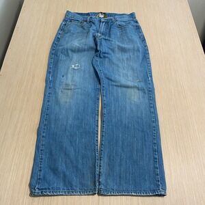 Lucky Brand 181 Bootleg Jeans Mens 32 Short Inseam Medium Wash Distressed Blue